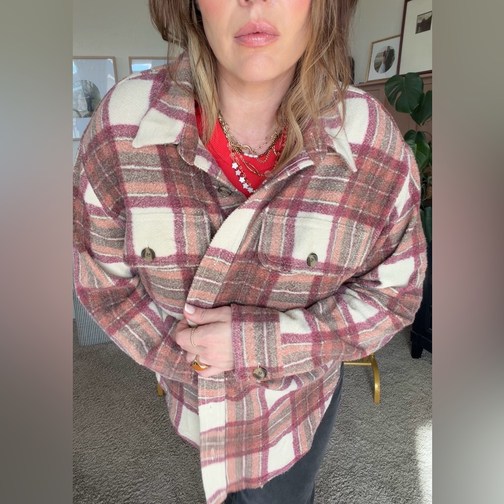 American Eagle Plaid flannel Button-Up Jacket - Picture 3 of 5